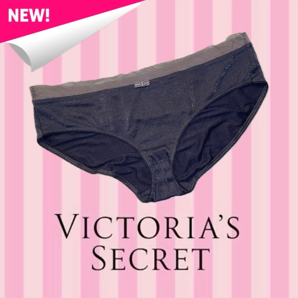 Victoria’s Secret Gray Shimmer Brief Panty Lace Waistband Size L
